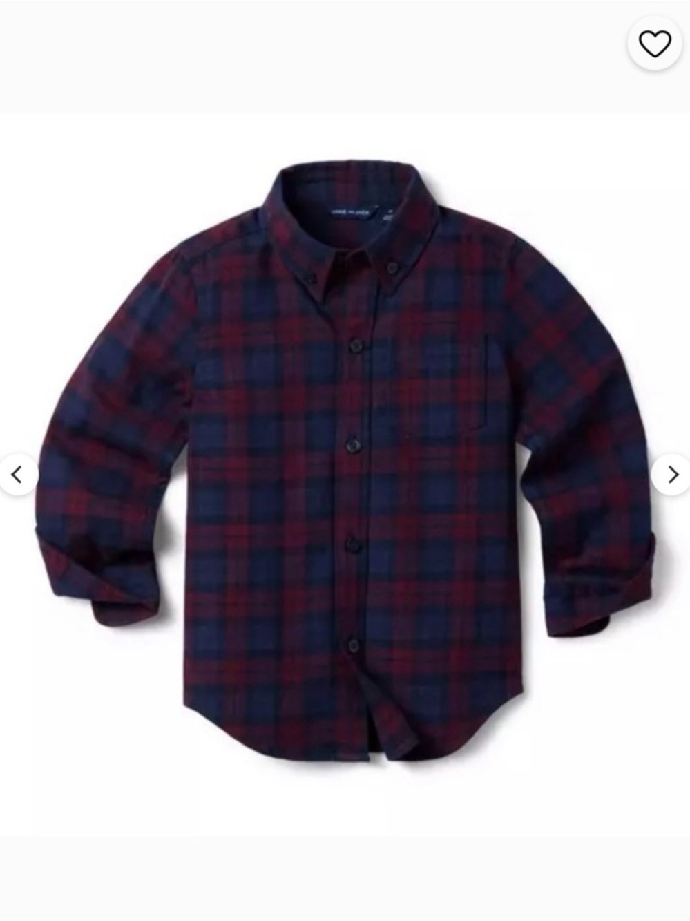 Janie and Jack Boys' Navy & Burgundy Plaid Button-Down Shirt, Size 6
